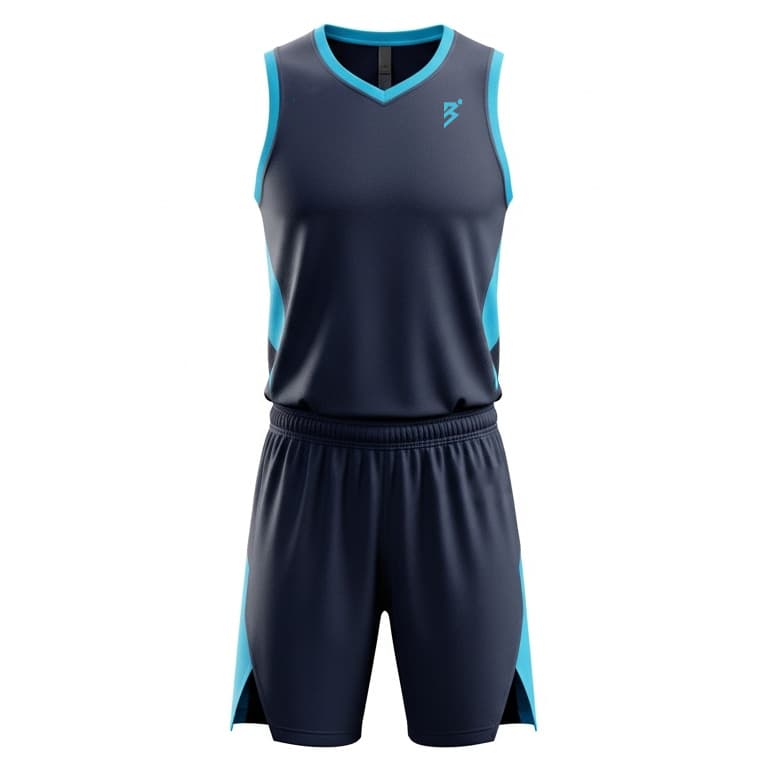 Men's Navy Blue & Teal Custom Basketball Uniform