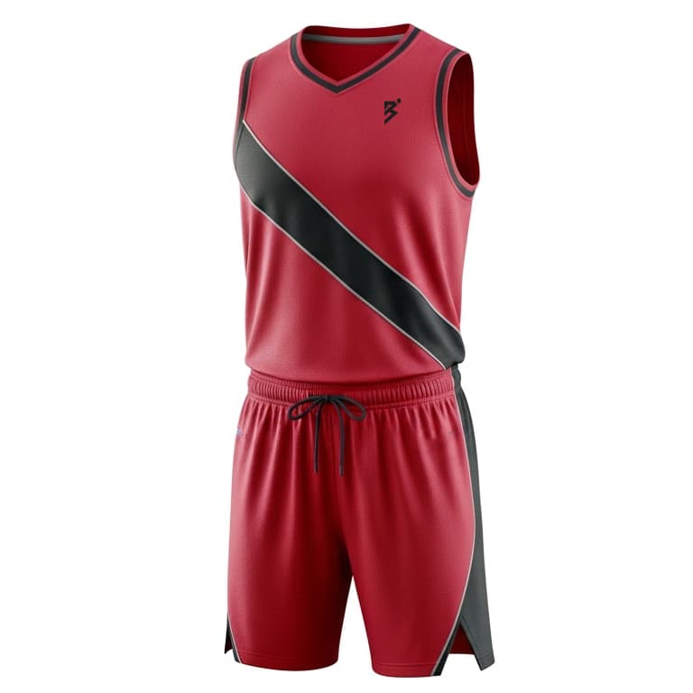 Men's V-Neck Basketball Uniform with Diagonal Stripe - Jersey & Short