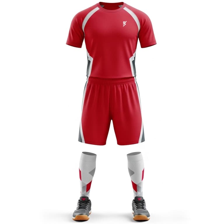 Men's Red & Grey Performance Volleyball Jersey and Shorts Set | Athletic Team Kit