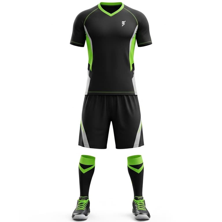 Men's Black & Neon Green Performance Volleyball Jersey and Shorts Set | Athletic Team Kit