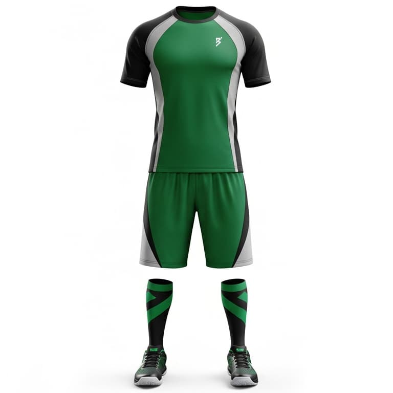 Men's Green & Black Performance Volleyball Jersey and Shorts Set | Athletic Team Kit