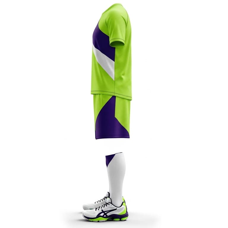 Men's Lime Green & Purple Performance Volleyball Jersey and Shorts Set | Athletic Team Kit view 2