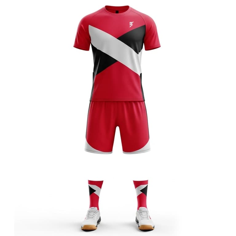 Men's Red, Black & White Performance Volleyball Jersey and Shorts Set | Athletic Team Kit