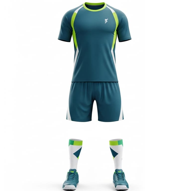 Men's Teal & Lime Green Performance Volleyball Jersey and Shorts Set | Athletic Team Kit