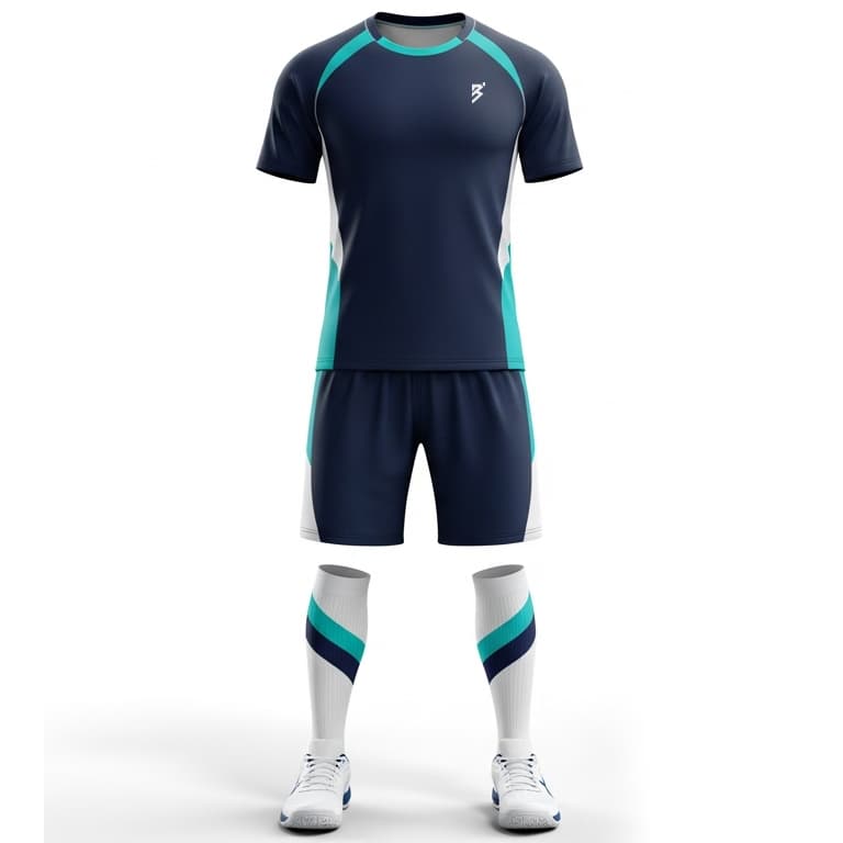Men's Navy & Aqua Performance Volleyball Jersey and Shorts Set | Athletic Team Kit