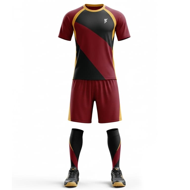 Men's Maroon & Black Performance Volleyball Jersey and Shorts Set | Dynamic Athletic Kit