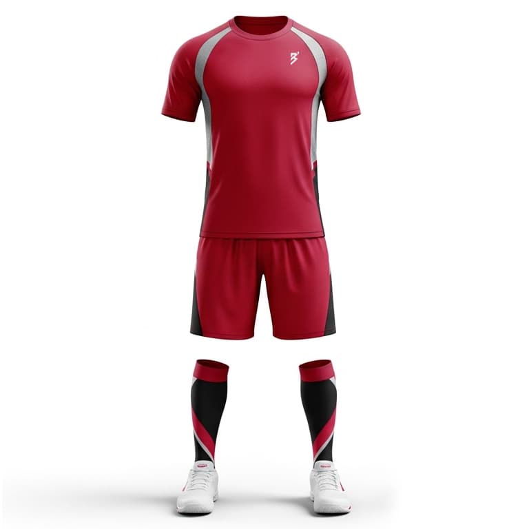 Men's Maroon & Grey Performance Volleyball Jersey and Shorts Set | Athletic Team Kit