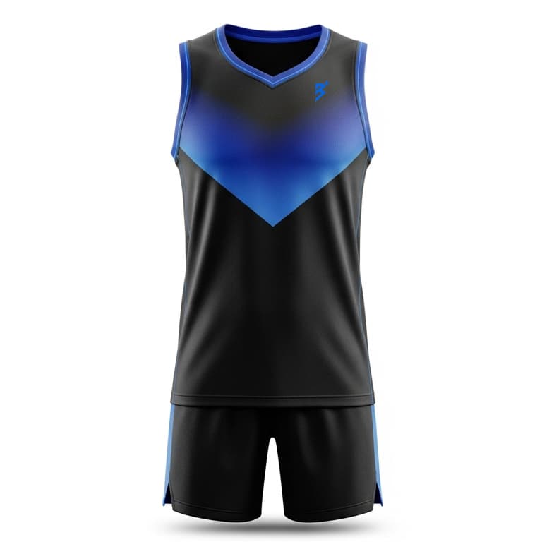 Men's Black & Blue Gradient Basketball Uniform - Performance Jersey & Shorts Set