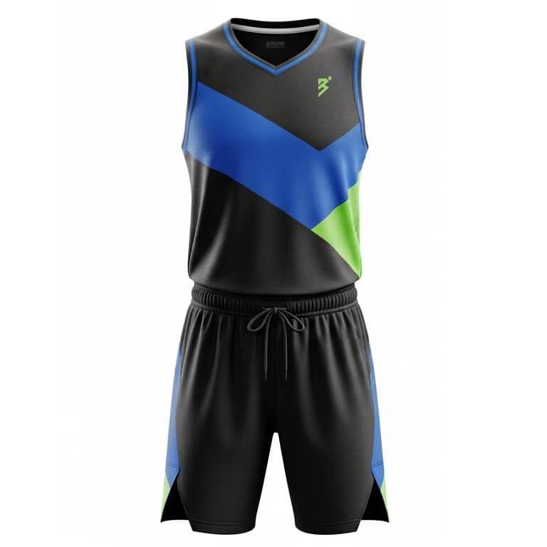 DynamicFit Pro Men's Basketball Uniform - Black, Blue, and Lime Green