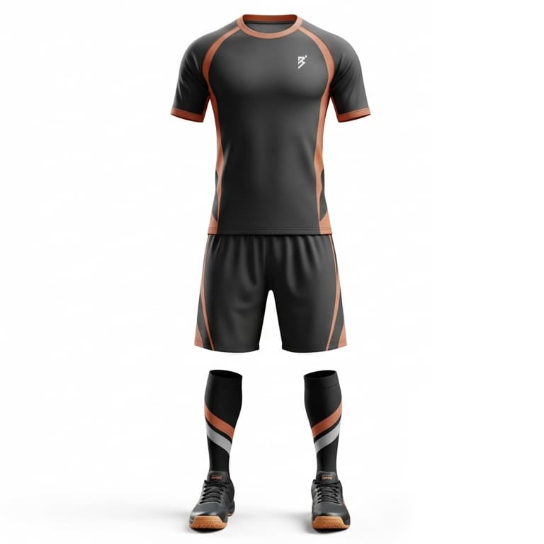 Men's Charcoal & Copper Performance Volleyball Jersey and Shorts Set | Athletic Team Kit