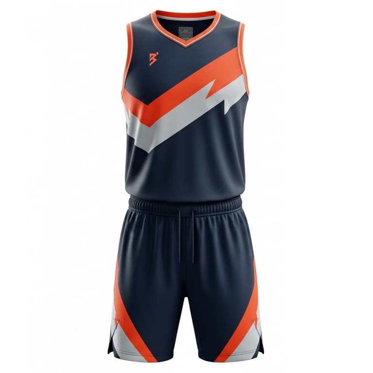 EliteGuard Men's Basketball Uniform - Navy, Orange, and Gray