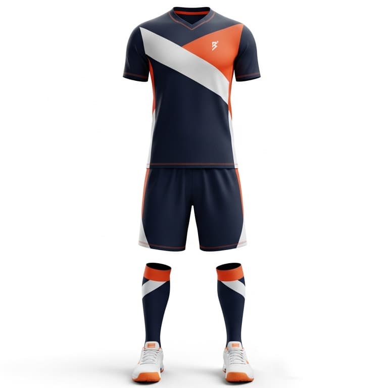 Men's Navy & Orange Performance Volleyball Jersey and Shorts Set | Dynamic Athletic Kit