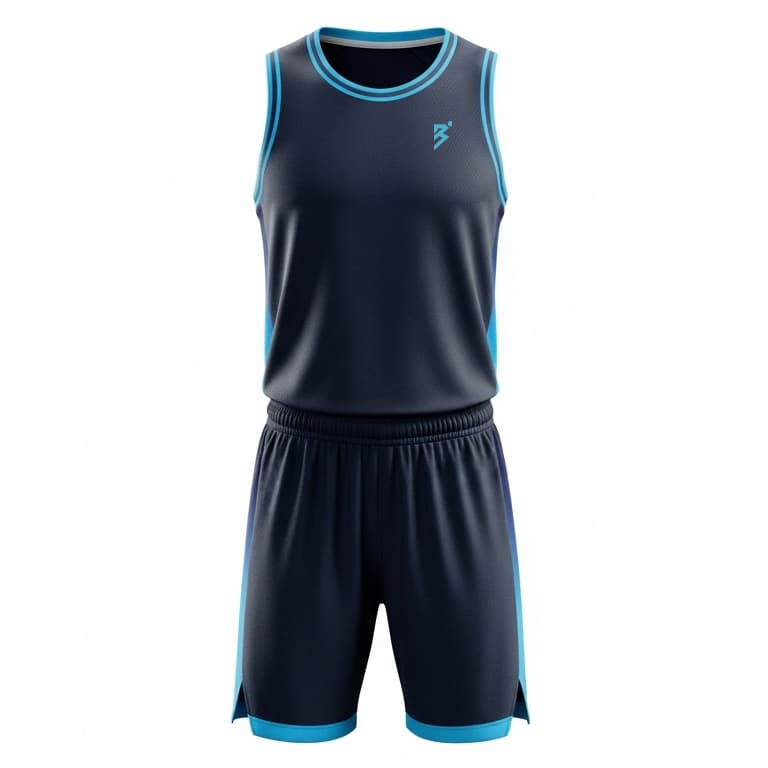 Men's Pro-Style Basketball Uniform Set - Navy Blue & Sky Blue