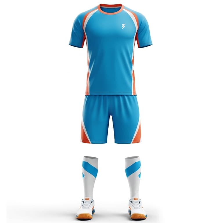 Men's Blue & Orange Volleyball Uniform - Performance Jersey & Shorts Set