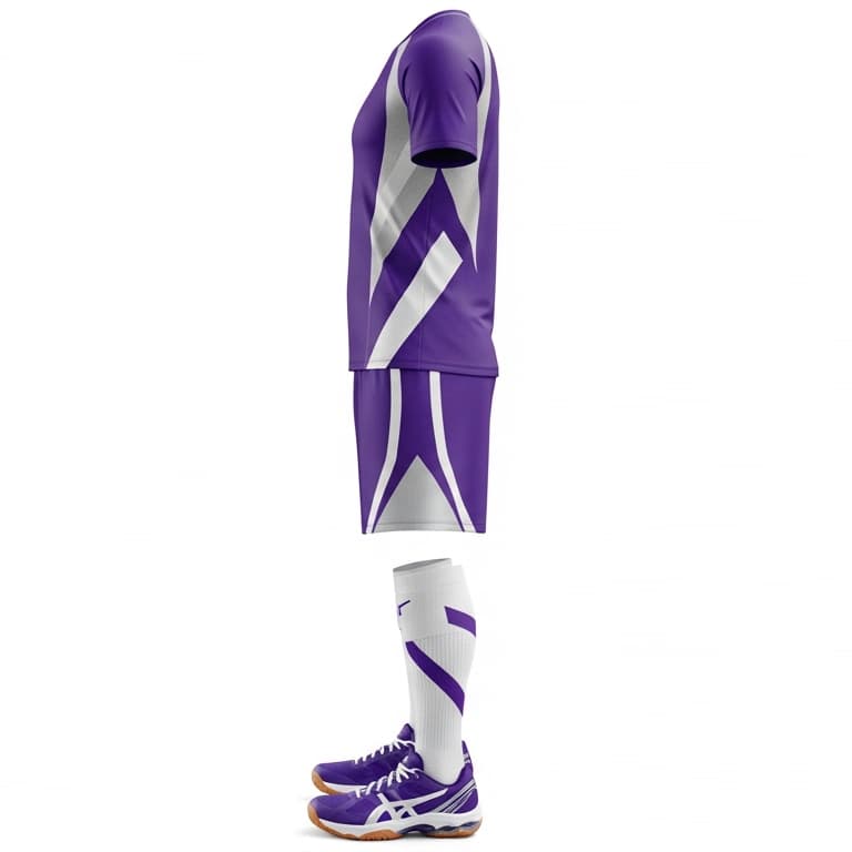 Unisex Purple & White Volleyball Jersey and Shorts Set - Pro-Fit Lightweight Uniform view 2
