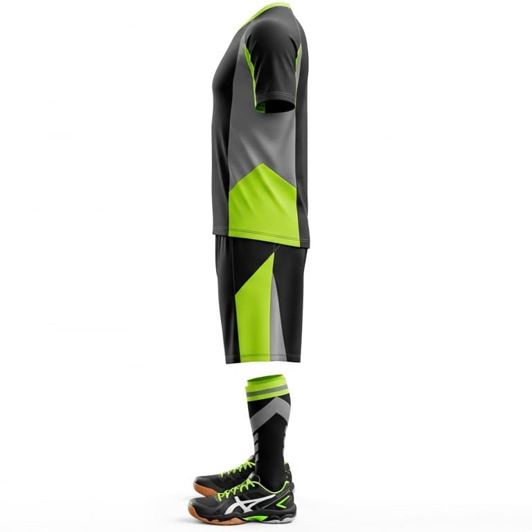 Men's Black & Neon Green Volleyball Jersey Set - Premium Performance Uniform view 2
