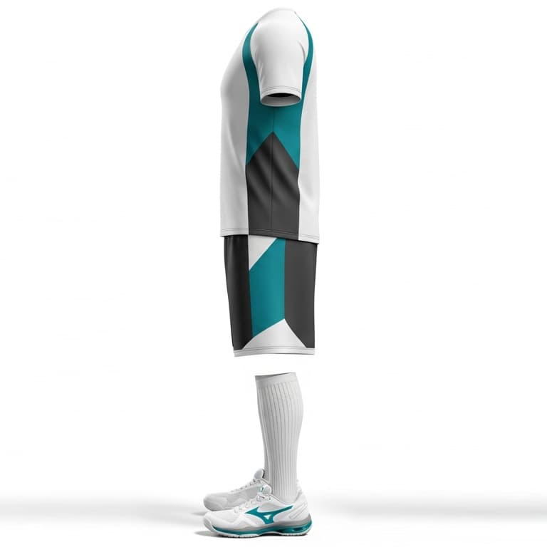 Men's White & Teal Volleyball Jersey Set - Premium Performance Uniform view 2