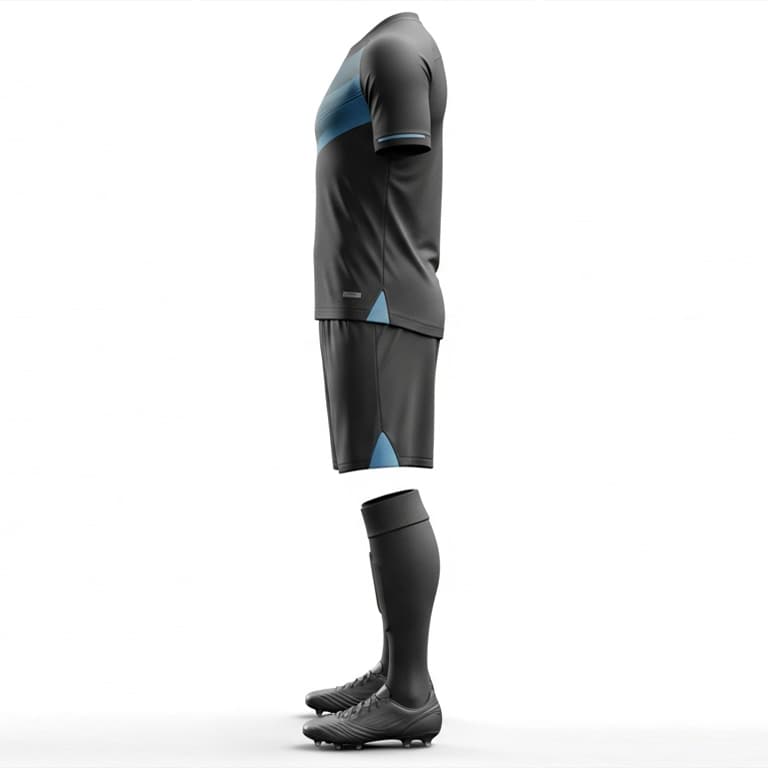 Men's Dynamic Black & Teal Striped Soccer Uniform Kit view 2