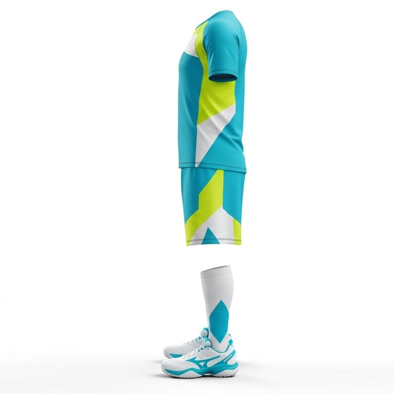 Men's Teal & Lime Green Volleyball Jersey Set - Lightweight & Breathable Uniform view 2