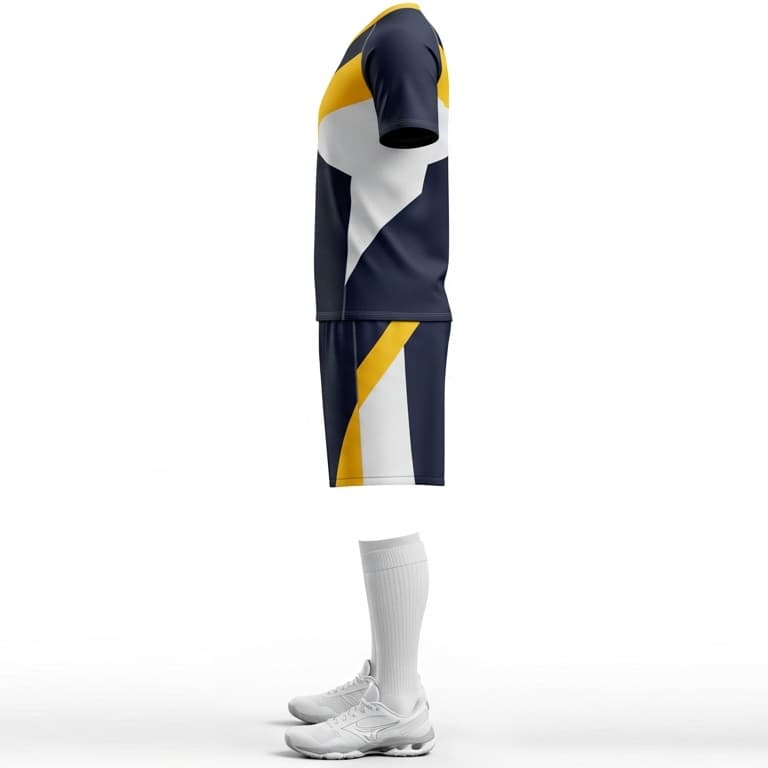 Men's Sublimated Volleyball Uniform Set - Navy, Gold & White Team Jersey & Shorts view 2