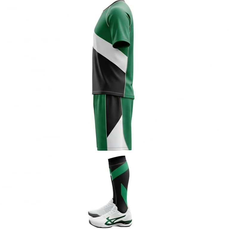 Men's Custom Green & Black Volleyball Jersey and Shorts Uniform Set view 2