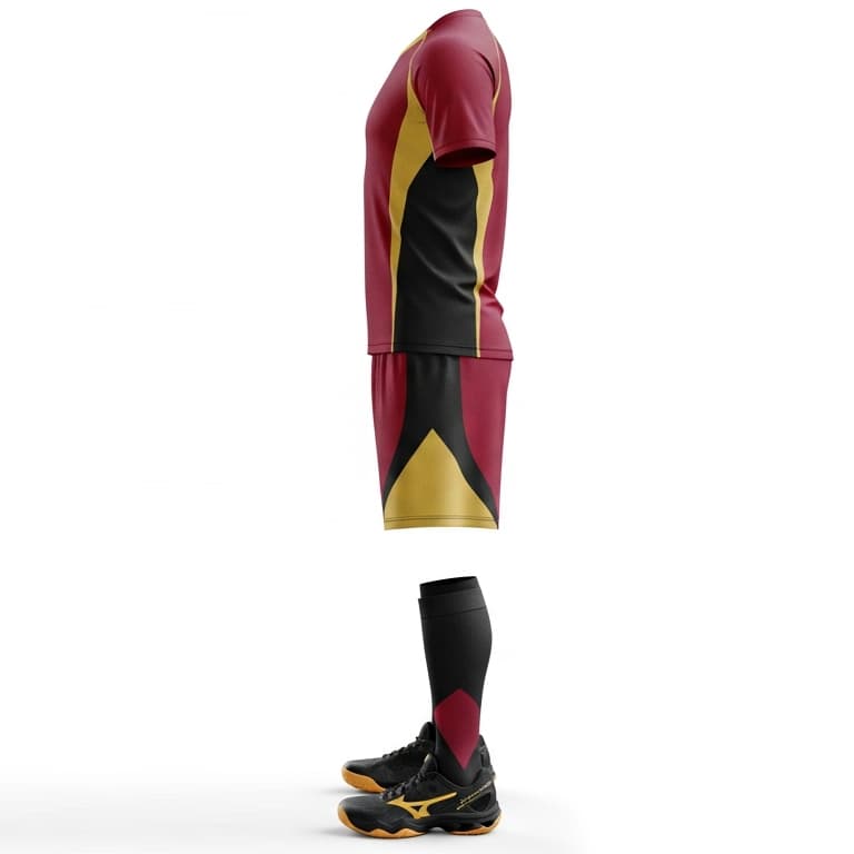 Men's Custom Red & Gold Volleyball Jersey and Shorts Set | Performance Team Uniform view 2
