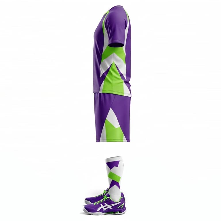 Unleash Your Potential: Dynamic Purple & Green Volleyball Uniform Set for Men view 2