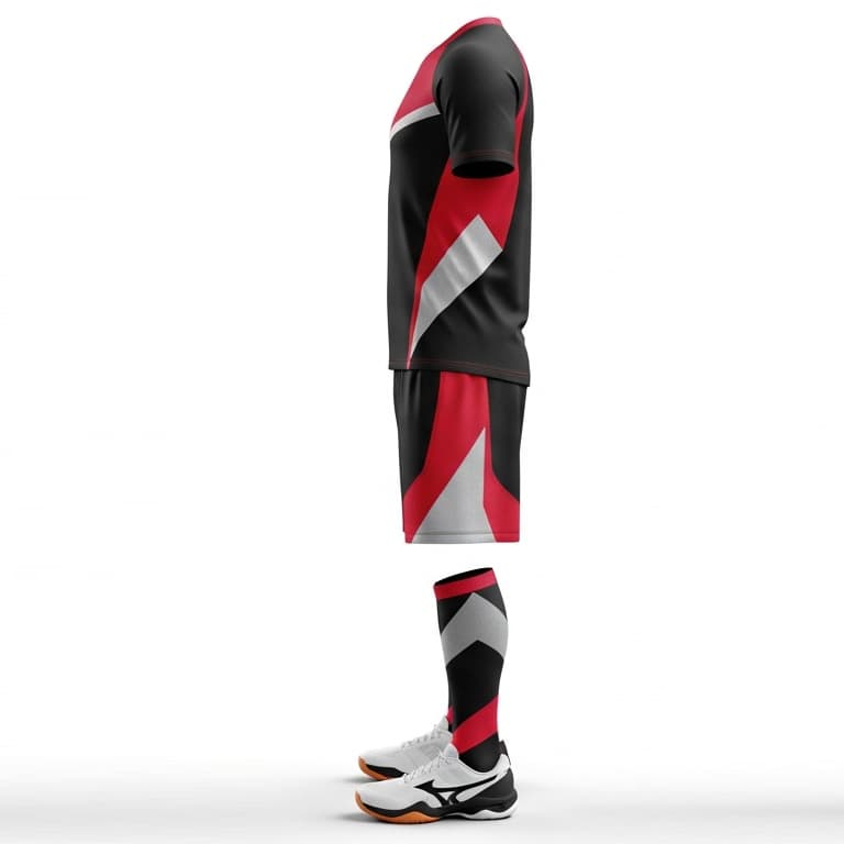 High-Performance Volleyball Uniform Set - Red & Black Athletic Gear for Men view 2
