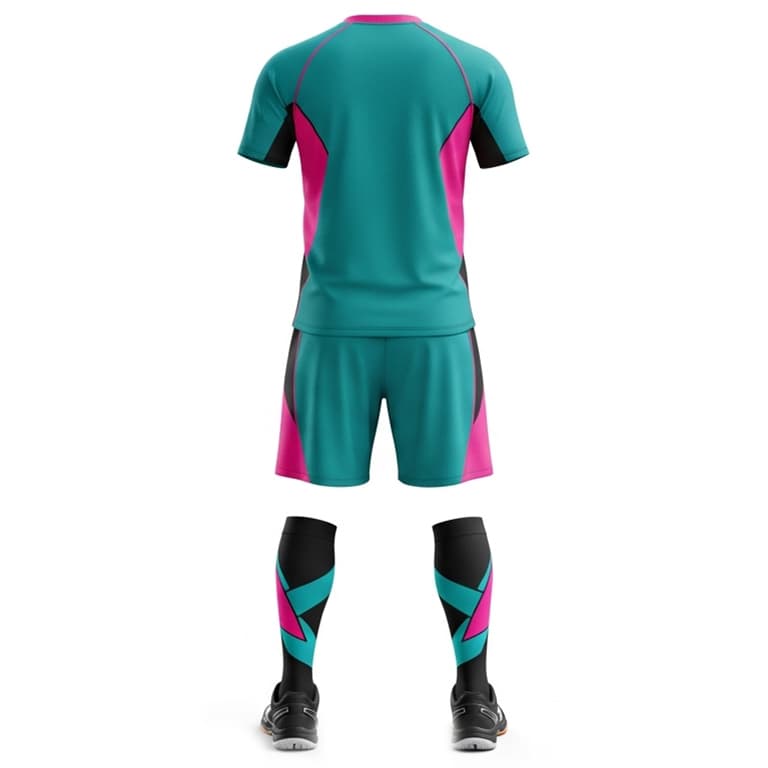 Men's Electric Teal & Pink Volleyball Uniform - Geometric Performance Kit view 2