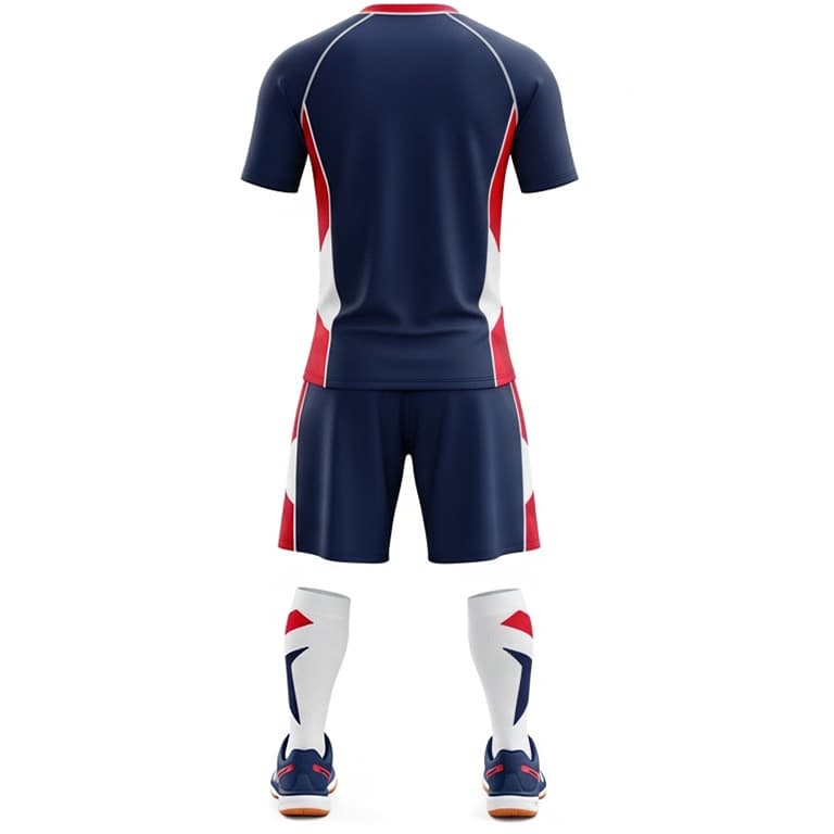Men's Elite Pro Volleyball Uniform - Navy, Red & White Geometric Kit