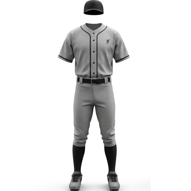 Customizable Gray Baseball Uniform Set