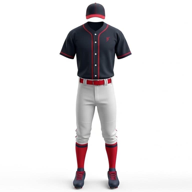 Bold Navy & Red Baseball Uniform Set