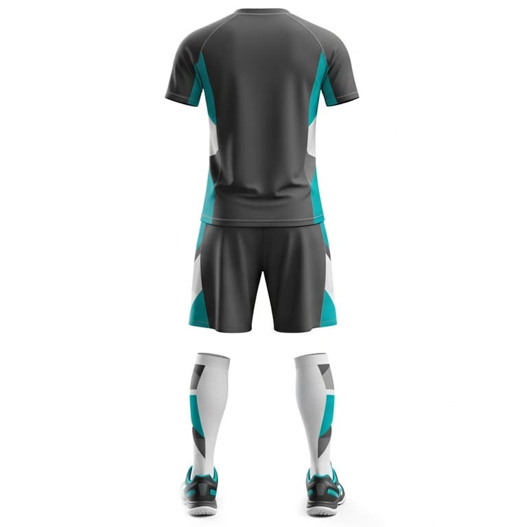 Men's Modern Grey Volleyball Uniform - Aqua & White Performance Kit view 3