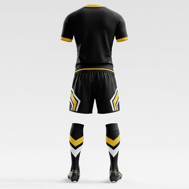 Men's Rugby Uniform Set - Black & Gold Striped Jersey, Shorts & Socks view 2