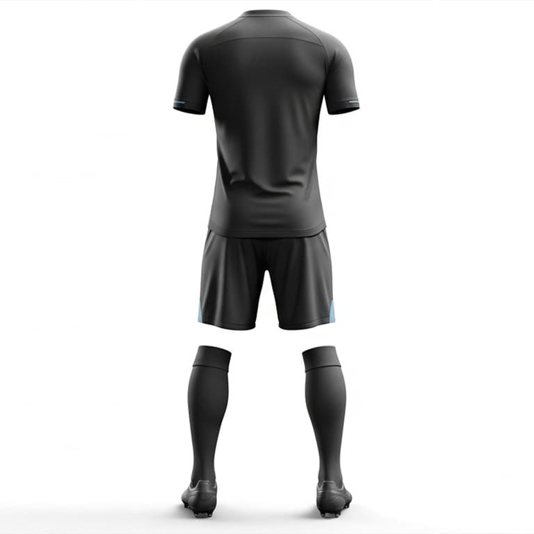 Men's Dynamic Black & Teal Striped Soccer Uniform Kit view 3