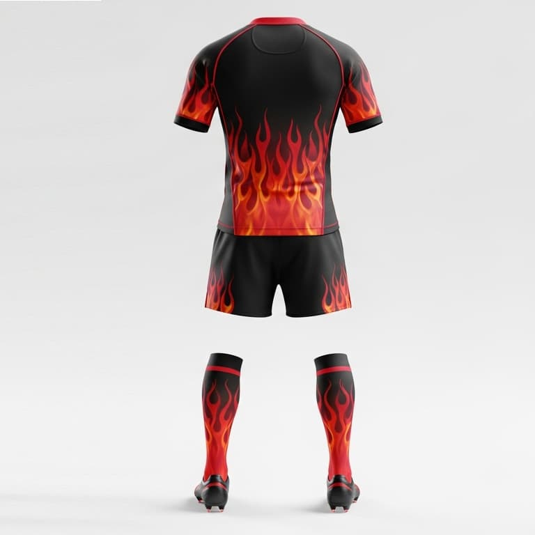Men's Flame Rugby Jersey and Shorts Set - Performance Fit & Breathable Fabric view 3