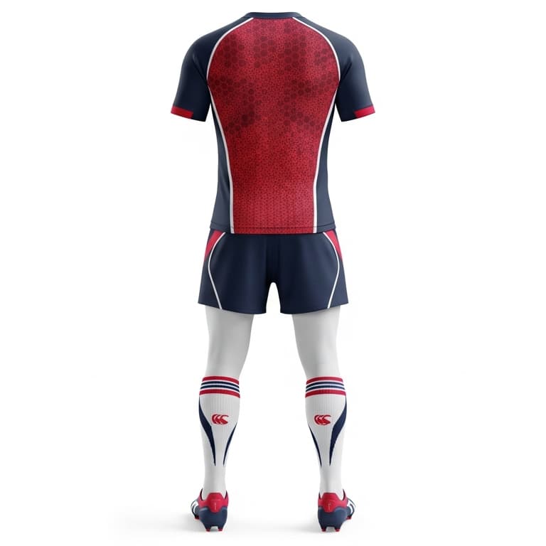 Elite Performance Rugby Uniform - Navy & Maroon Hexagon Pattern view 2