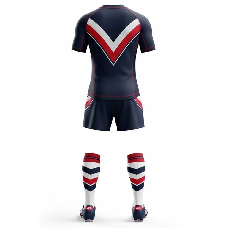 Men's Pro-Fit Rugby Uniform - Customizable V-Stripe Jersey & Shorts Set view 3