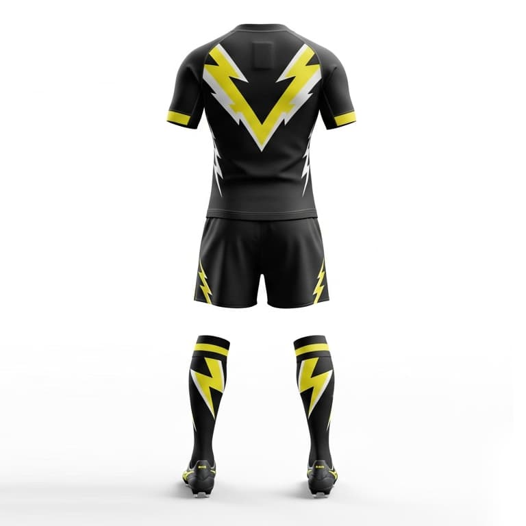 Rugby Uniform Set For Men's - Lightning Bolt Design Jersey & Shorts view 3