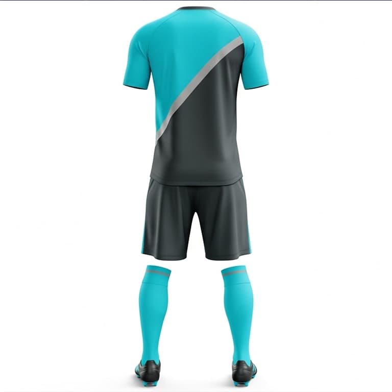Men's Modern Teal & Charcoal Grey Soccer Uniform Kit view 3