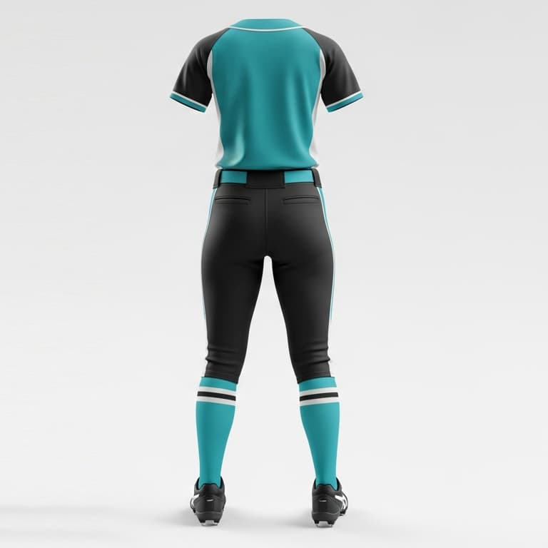 Elite Women's Teal & Black Softball Uniform: Jersey & Pants Set view 3