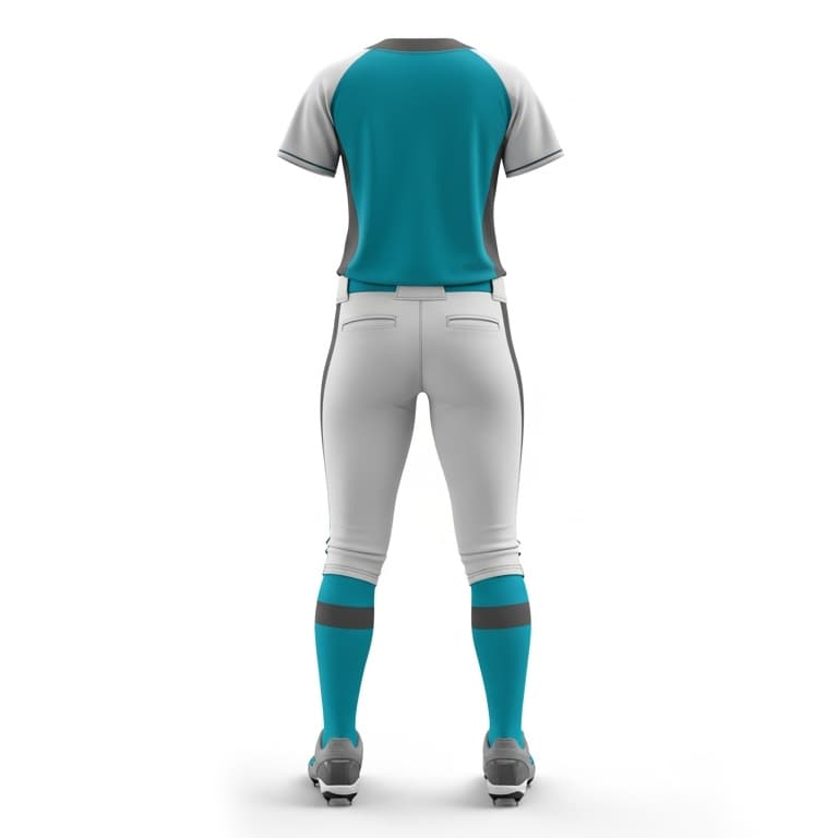 Pro-Performance Women's Teal & Gray Softball Uniform: Jersey & Pants view 3