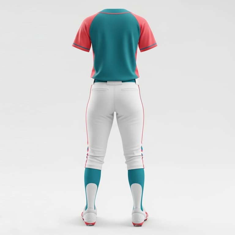 Dynamic Women's Teal & Coral Softball Uniform: Jersey & Pants view 3