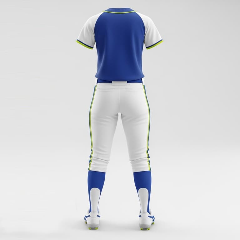 Women's Pro-Fit Softball Uniform: Royal Blue & Lime Green Set view 3