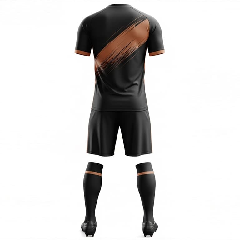 Men's Dynamic Black & Copper Soccer Uniform Set view 3