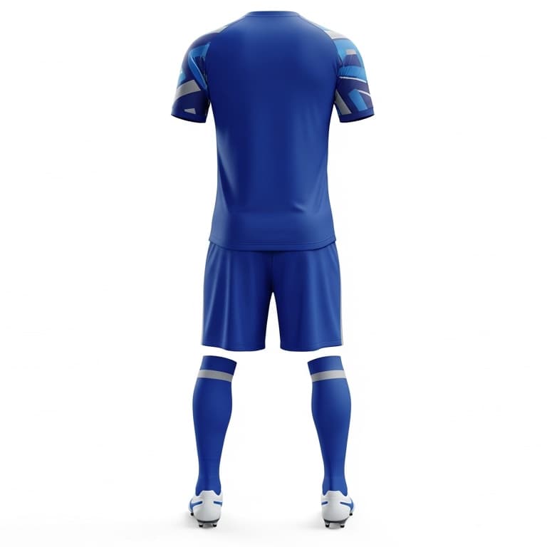 Men's Elite Abstract Soccer Uniform - Blue & Grey Geometric Performance Kit view 3
