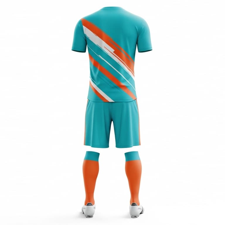 Men's Bold Teal & Orange Soccer Uniform view 3