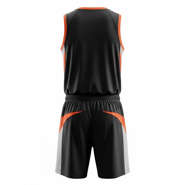 Men's Black & Orange Basketball Uniform Set - High-Performance Jersey and Shorts view 3