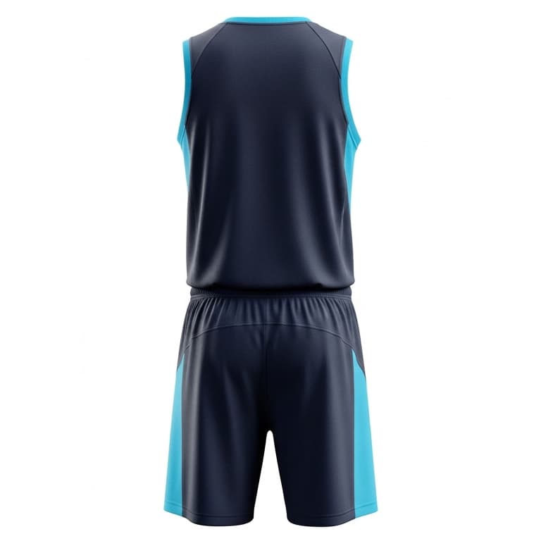 Men's Navy Blue & Teal Custom Basketball Uniform view 3
