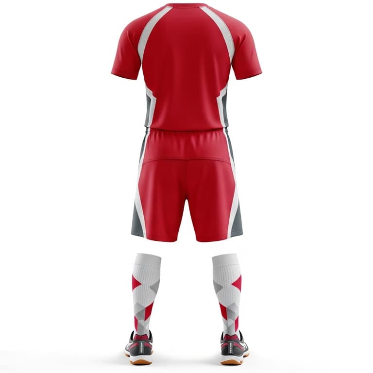 Men's Red & Grey Performance Volleyball Jersey and Shorts Set | Athletic Team Kit view 3